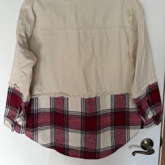 WOMEN SO CREAM JEAN JACKET FLANNEL BUTTON DOWN JACKET. SZ. M (runs big) - Picture 2 of 3